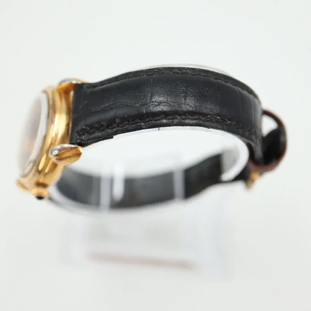 Vintage 1992 Guess Watch 25mm Gold Tone Black Leather Strap with New Battery